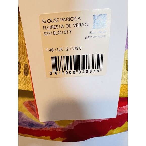Sezane X Farm Rio Parioca Blouse One Shoulder Floral Cropped Top 40/US 8 - Picture 8 of 12